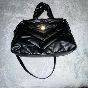 Steve madden puffy black leather tote